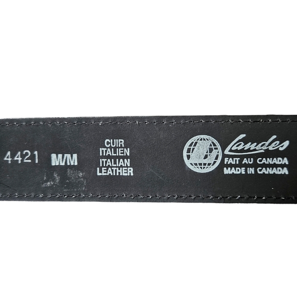 Landes black croc textured leather belt rustic silvery hook & eye buckle size M - Picture 14 of 15